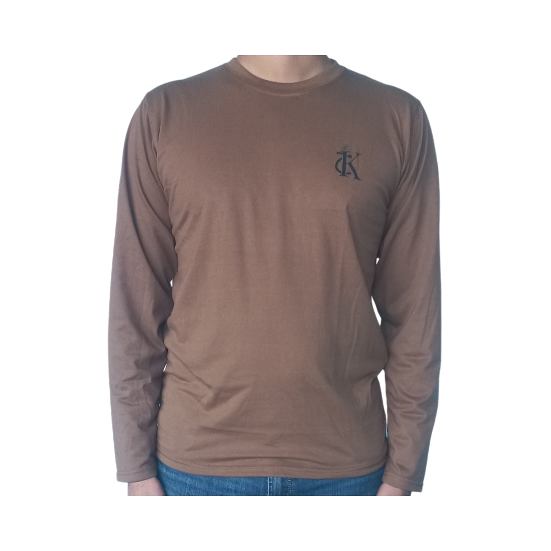 Men's Full Sleeves Plain T-Shirt - Brown