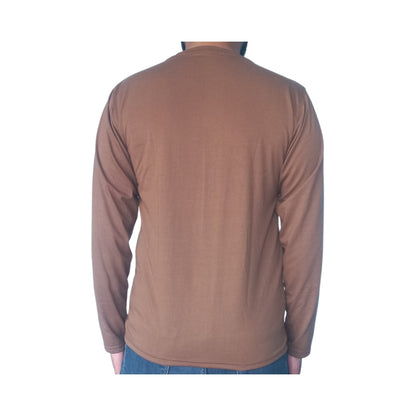 Men's Full Sleeves Plain T-Shirt - Brown