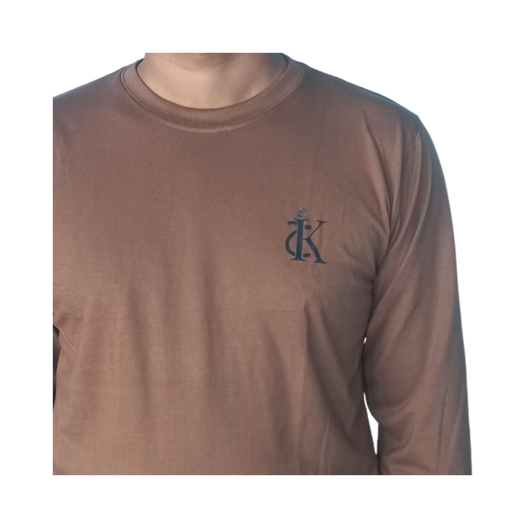 Men's Full Sleeves Plain T-Shirt - Brown