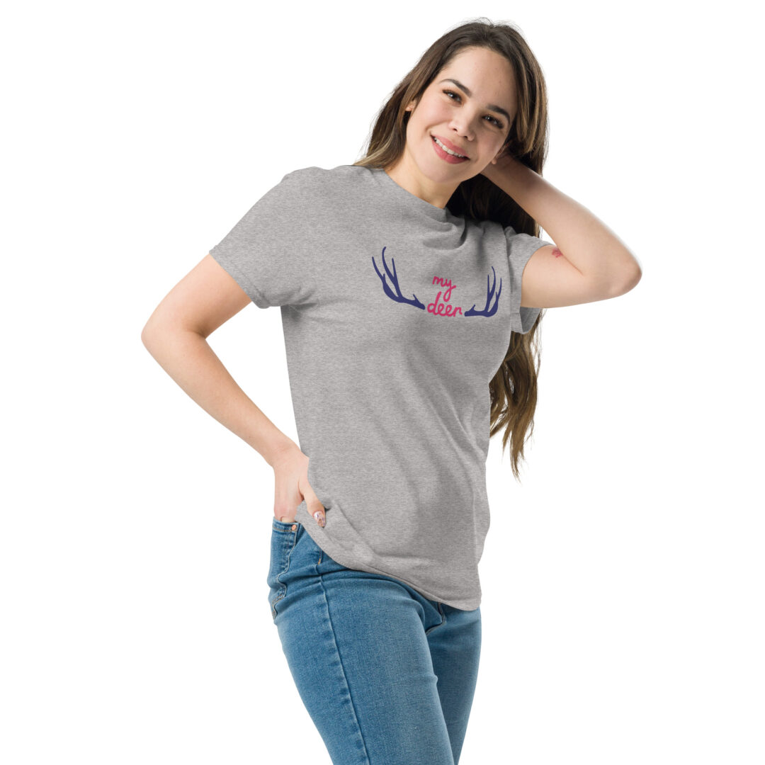 Unisex Classic Grey T-Shirt – "My Deer" - Image 4